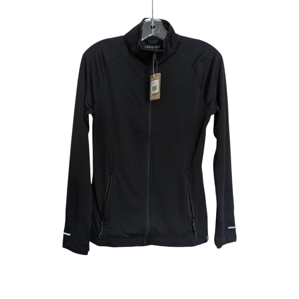 Trimark NWT Black Eco Knit Jacket Quarter Zip Thumbhole Athleisure Small